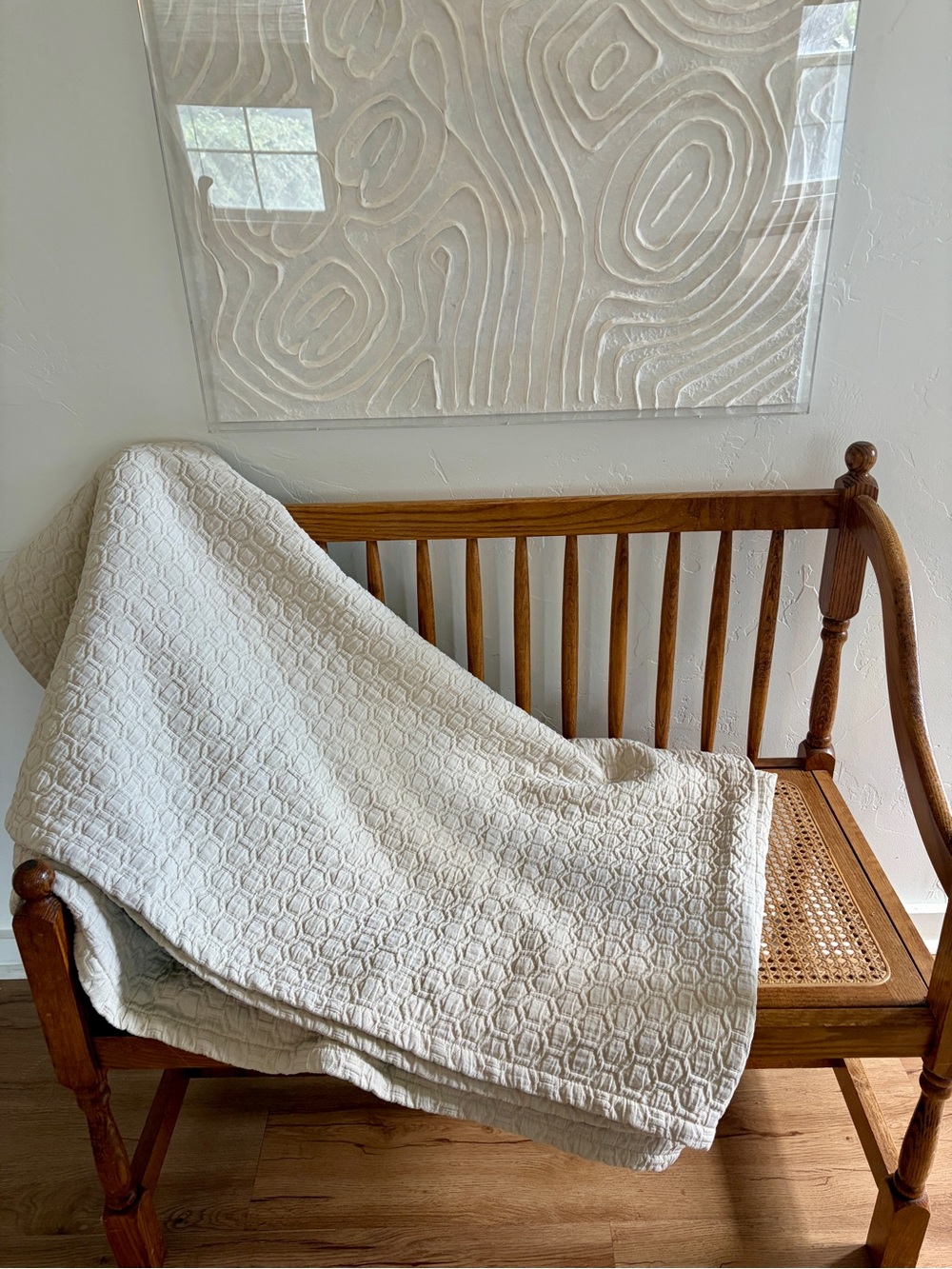 Peacock Alley Quilted Queen Coverlet - Linen Colored Cotton Bedspread